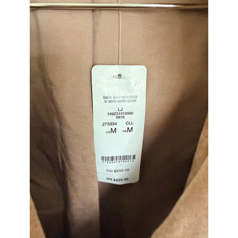 Bebe Suede Moto Jacket Women Size M Camel New‎ Studded Leather Biker Coat